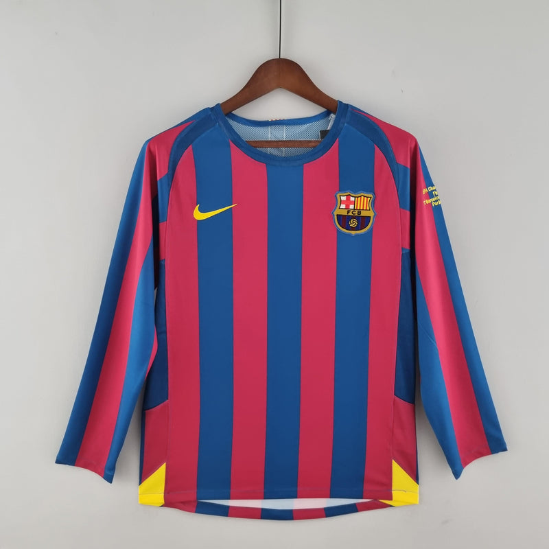 Camiseta Retro Local del Barcelona 2005/2006 - Manga Larga