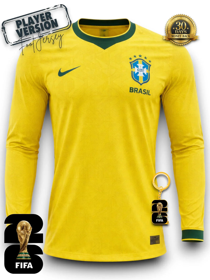 Brasil Copa del Mundo 2026 Versión Jugador de Camiseta - Manga Larga