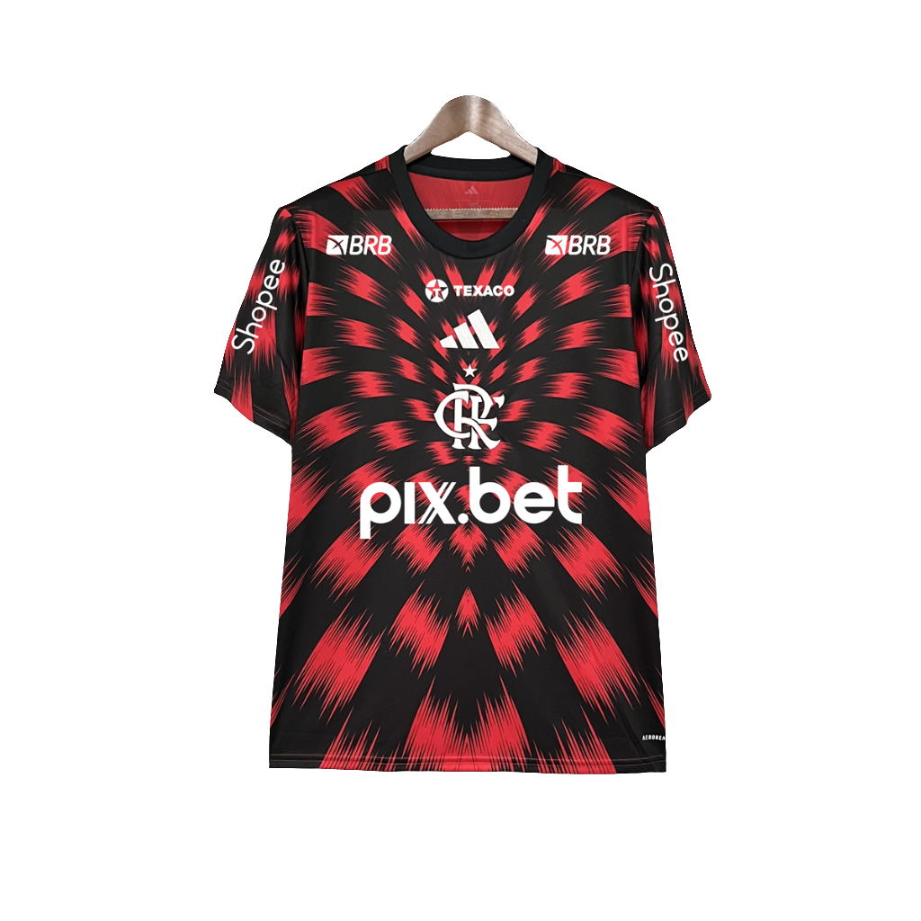 Camiseta Prepartido Flamengo 25/26 - Todos los Patrocinadores - Versión Fan