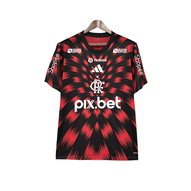 Camiseta Prepartido Flamengo 25/26 - Todos los Patrocinadores - Versión Fan