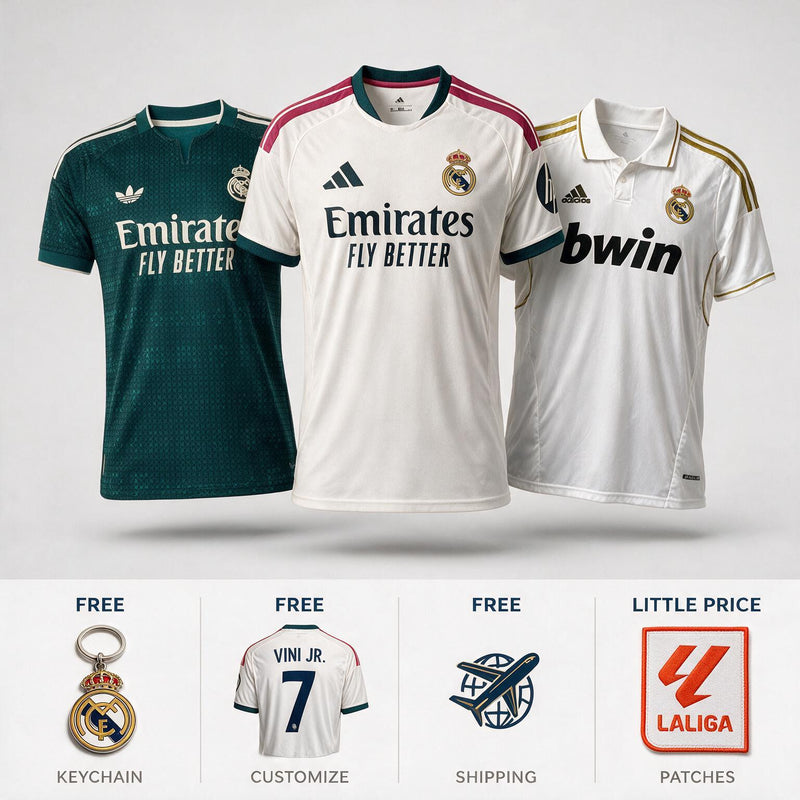 Combo Real Madrid - Local 26/27, Visitante 26/27 y Retro 2012