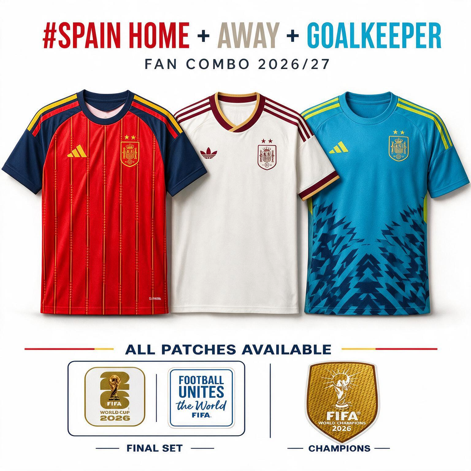 Combo Spain WC 2026 - Home, Away and Goalkeeper