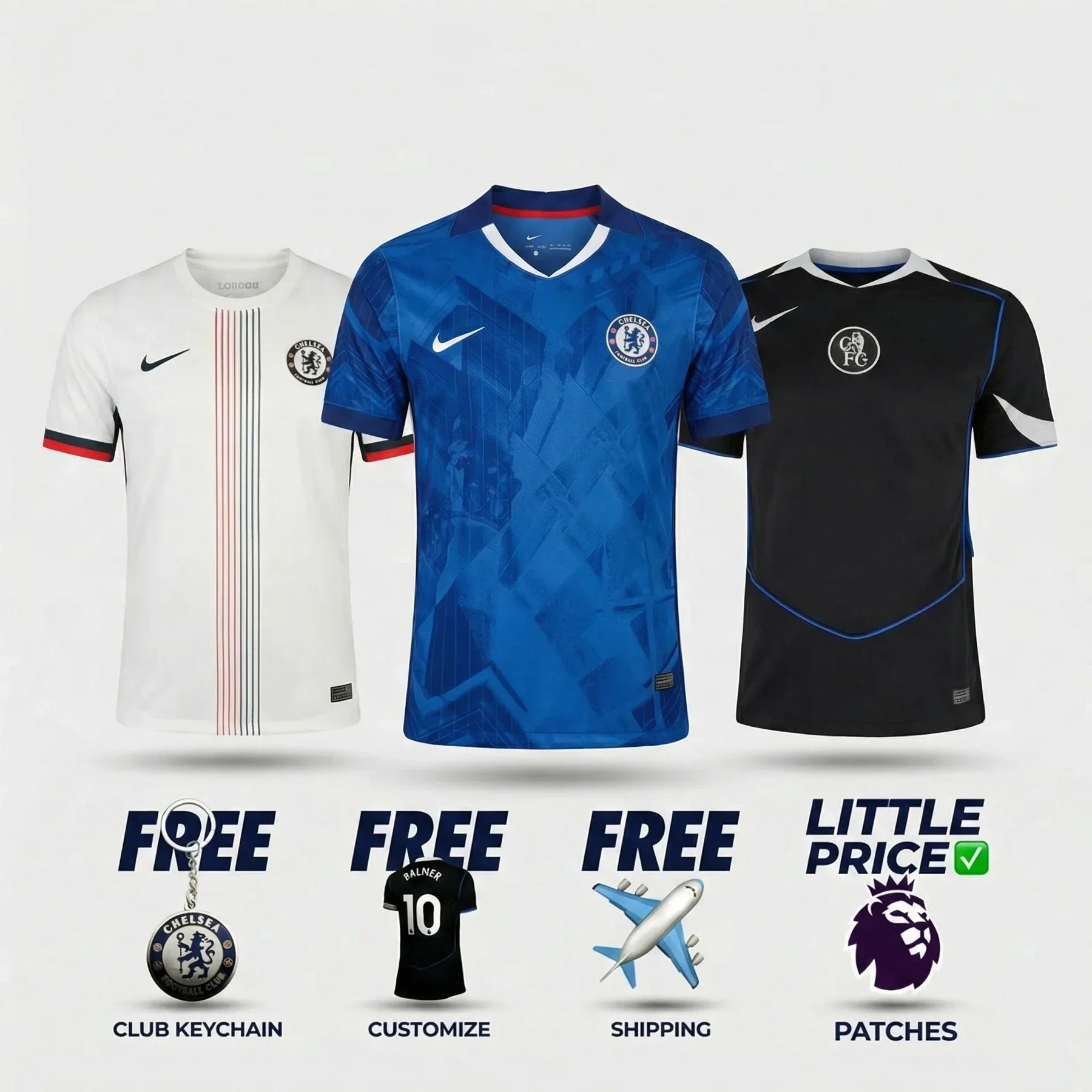 COMBO Chelsea 25/26 - Primera, segunda y tercera equipación