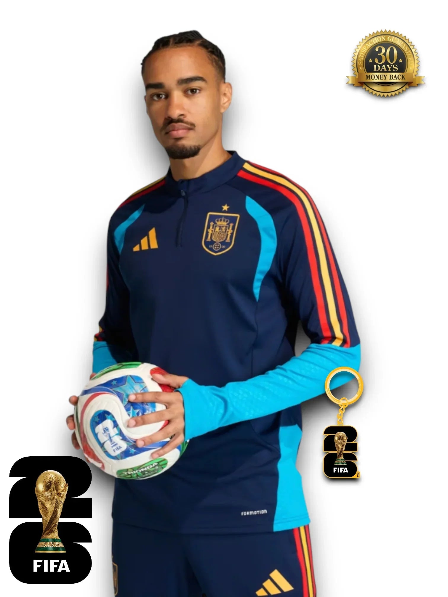 Conjunto de Sudadera de Entrenamiento con Cremallera hasta la Mitad España Mundial 2026 Azul Rey