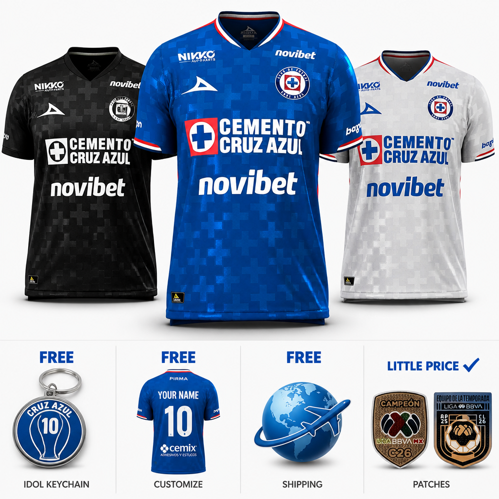 COMBO Cruz Azul,  25/26 Home, 25/26 Away,  25/26 Third