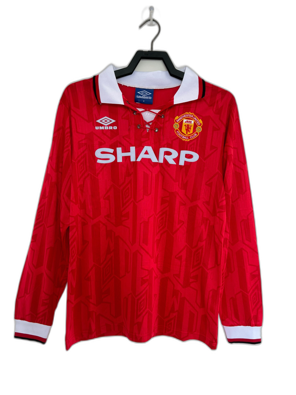 Manchester United 92/94 - Camiseta de local - Versión Retro Manga Larga